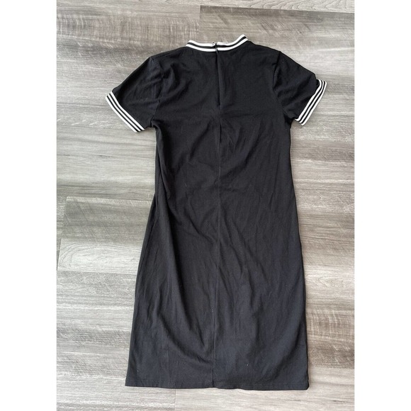 Forever 21 Black Dress S Tight Striped Hem Skater Mini L6 - Picture 3 of 5